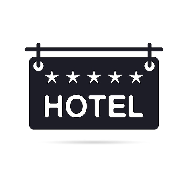 Signo de icono de hotel sobre fondo blanco