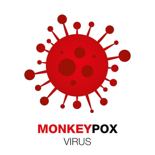 Vector signo de icono de virus rojo viruela del mono. concepto de virus de la viruela. banner médico del virus de la viruela del simio de ilustración vectorial