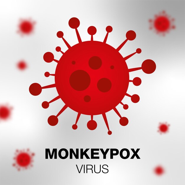 Vector signo de icono de virus rojo viruela del mono. concepto de virus de la viruela. banner médico del virus de la viruela del simio de ilustración vectorial