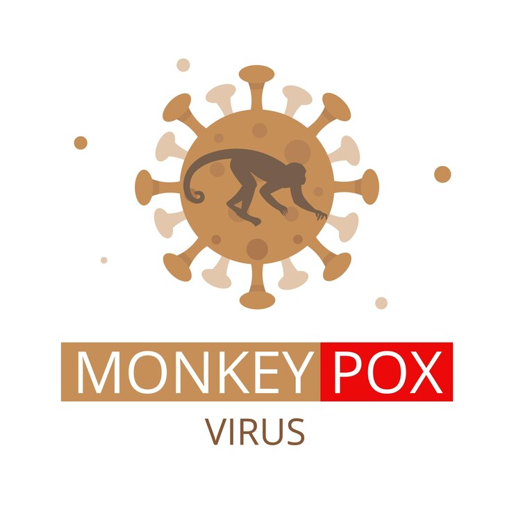 Vector signo de icono de virus viruela del mono enfermedad infecciosa virus de la viruela concepto médico ilustración de imágenes prediseñadas vectoriales logotipo de la viruela del mono