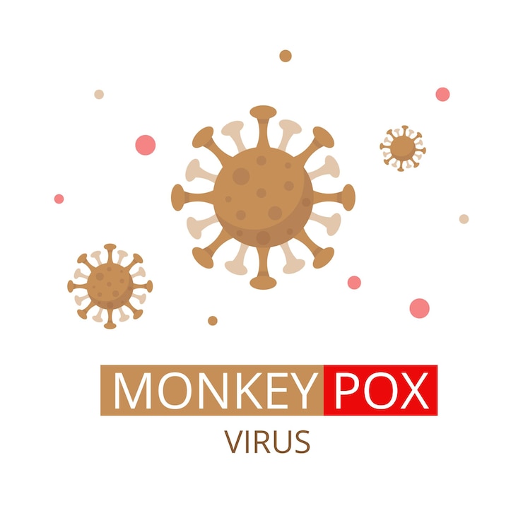Vector signo de icono de virus viruela del mono enfermedad infecciosa virus de la viruela concepto médico ilustración de imágenes prediseñadas vectoriales