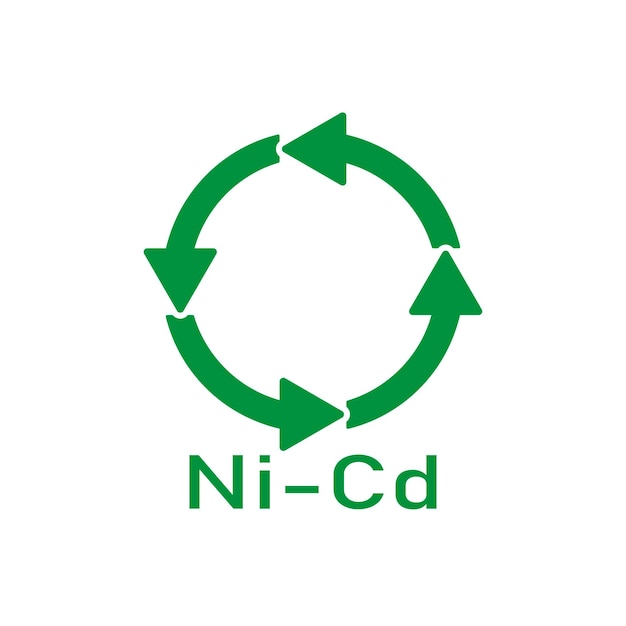 Signo de ilustración de vector de nicd de reciclaje de batería