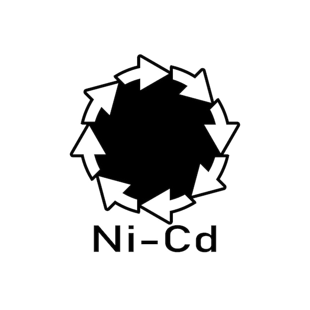 Signo de ilustración de vector de nicd de reciclaje de batería