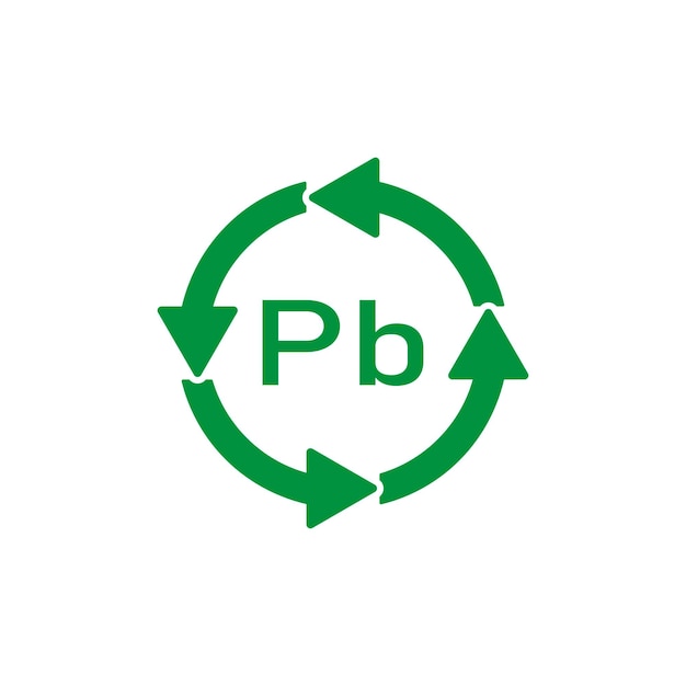 Signo de ilustración de vector de pb de reciclaje de batería