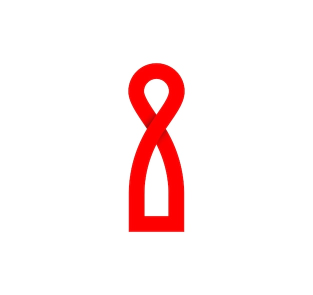 Signo de infinito de la letra I. Letra roja cíclica I. Bucle sin fin natural moderno. Logotipo corporativo futurista