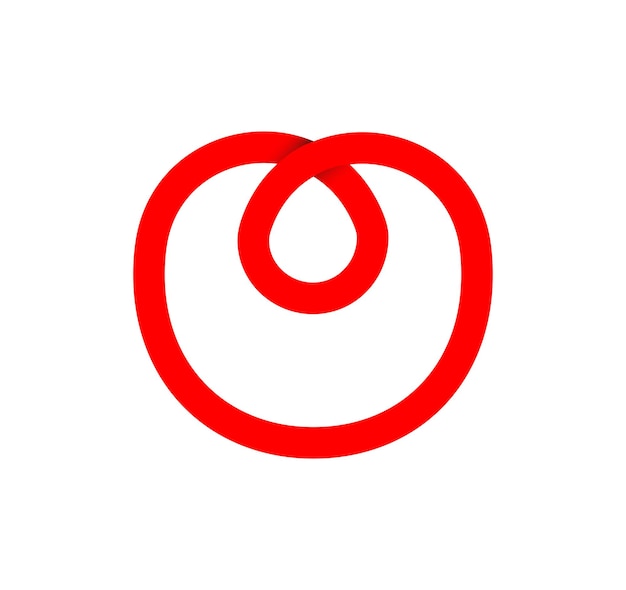 Signo de infinito de la letra O. Letra roja cíclica O. Bucle sin fin natural moderno. Logotipo corporativo futurista