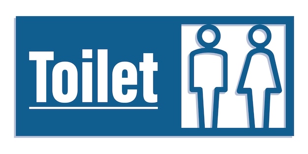 Signo de inodoro imprimible símbolo de señalización pública hombre mujer inodoro azul simple área de baño minimalista