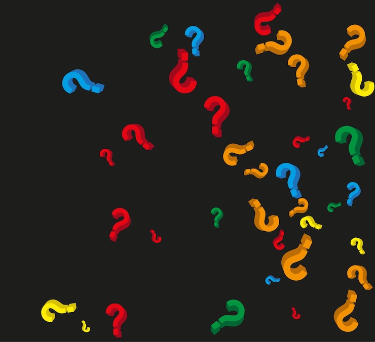 Vector signo de interrogación 3d aleatorio vectorial sobre fondo blanco