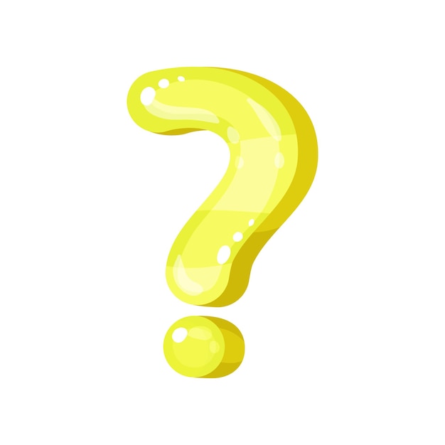 Signo de interrogación amarillo brillante puntuación brillante símbolo vector ilustración sobre un fondo blanco