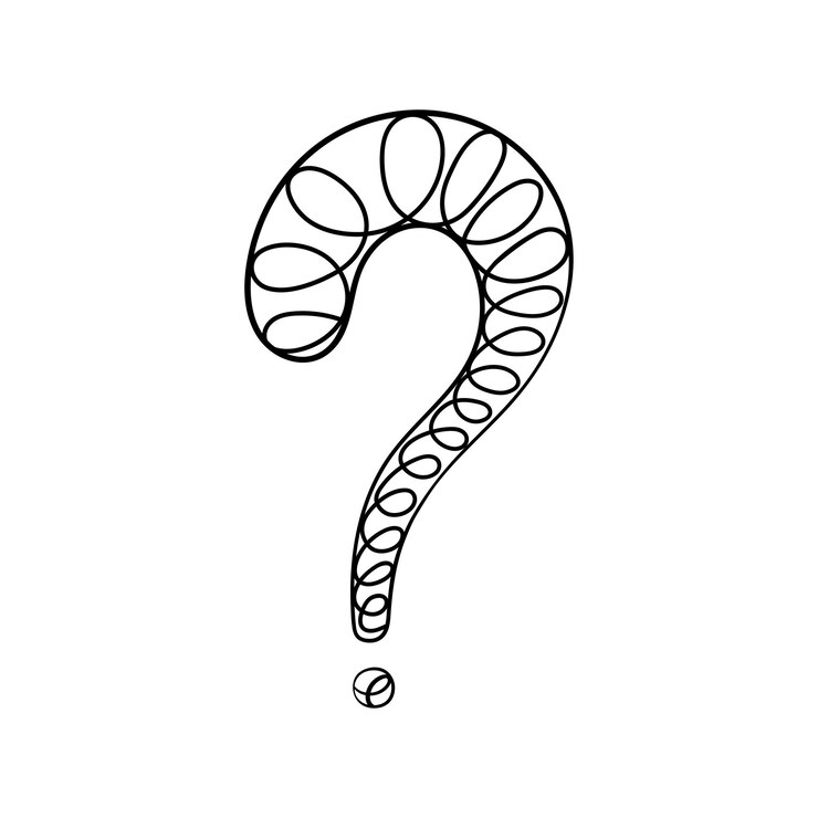 Vector signo de interrogación dibujado a mano en la ilustración de vector de estilo doodle concepto de prueba y examen