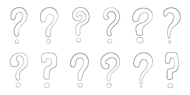 Signo de interrogación en estilo doodle ilustración vectorial Elementos aislados en el fondo de la pizarra