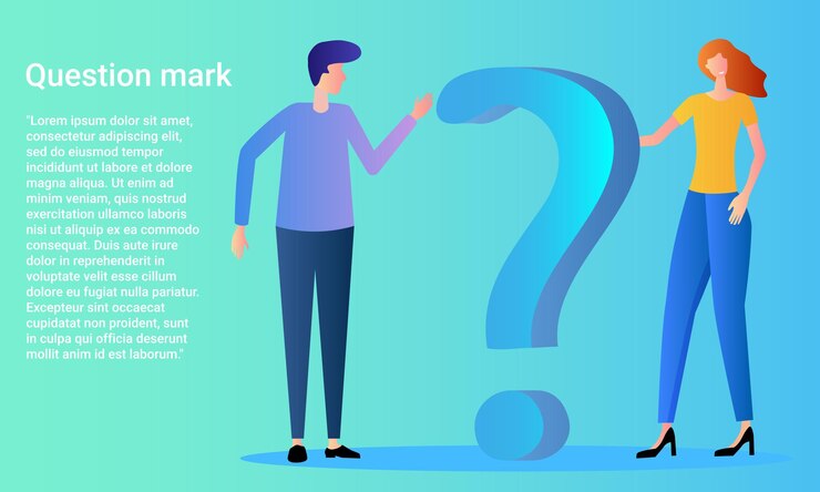 Vector signo de interrogación la pregunta es la respuesta preguntas frecuentes póster en estilo empresarial