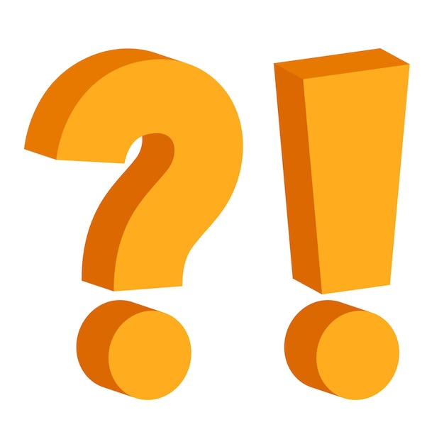 Signo de interrogación y signo de exclamación Vector conjunto aislado sobre fondo blanco