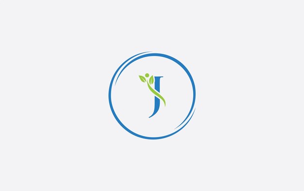 Signo de la letra J de la nutrición y vector de diseño del logotipo saludable