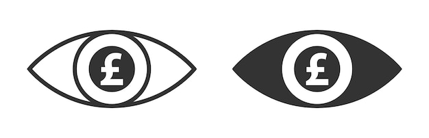 Signo de libra en el icono del ojo Ilustración vectorial