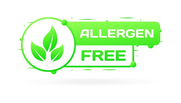 Signo libre de alérgenos Signo verde plano Icono libre de alérgenos Icono vectorial