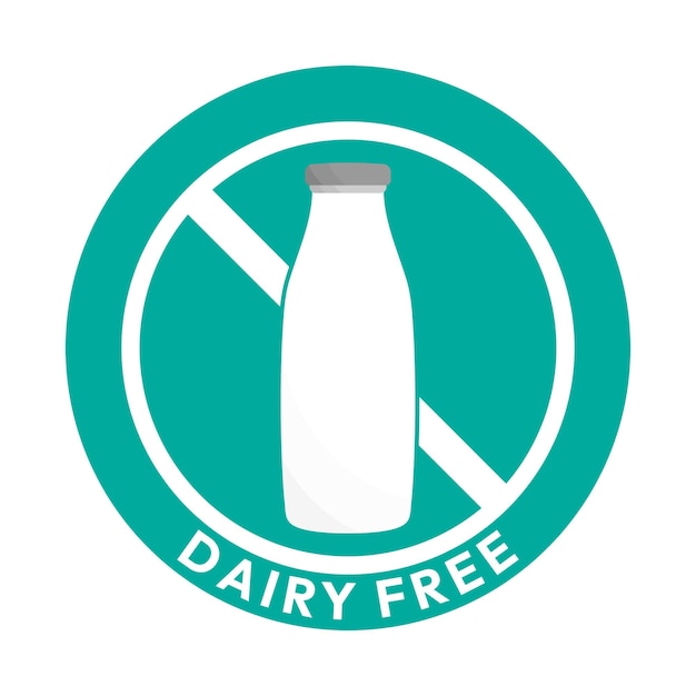 Signo libre de productos lácteos o vector de símbolos libres de productos láteos aislado en estilo plano Mejor vector de signos libres de productos llenos de productos lícitos