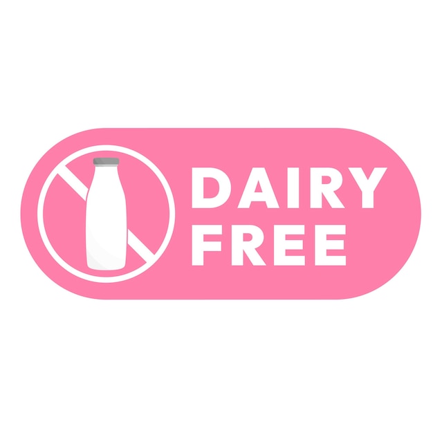Signo libre de productos lácteos o vector de símbolos libres de productos láteos aislado en estilo plano Mejor vector de signos libres de productos llenos de productos lícitos