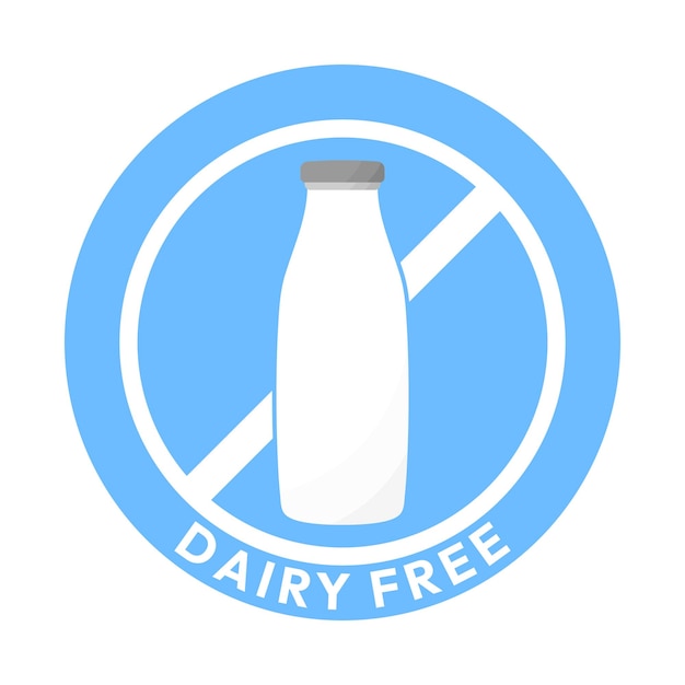 Signo libre de productos lácteos o vector de símbolos libres de productos láteos aislado en estilo plano Mejor vector de signos libres de productos llenos de productos lícitos