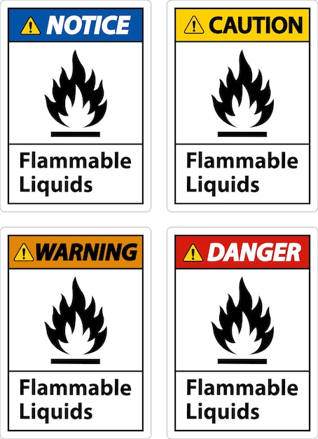 Signo de líquidos inflamables sobre un fondo blanco