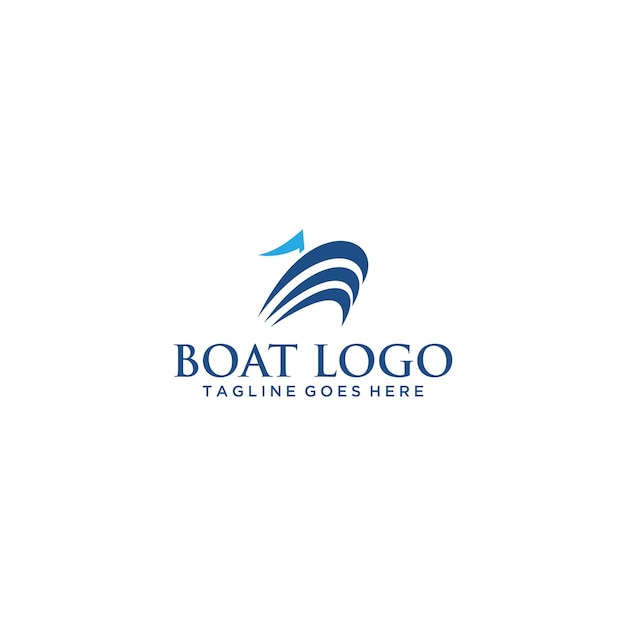 Signo de logotipo de barco y mar