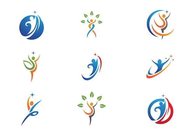 Signo de logotipo de carácter humano Signo de logotipo de atención médica.