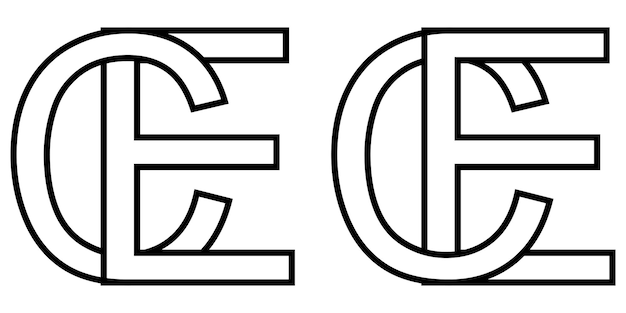 Vector signo de logotipo ec ce icono firmar dos letras entrelazadas e c vector logo ec ce primeras letras mayúsculas patrón alfabeto ec