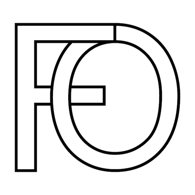 Vector signo de logotipo fo de icono nft fo letras entrelazadas fo