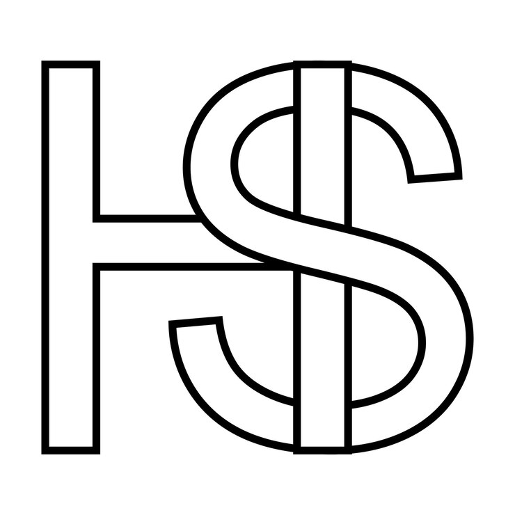 Vector signo de logotipo hs sh icono nft letras entrelazadas sh