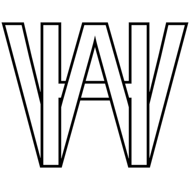 Vector signo de logotipo hw wh icono nft letras entrelazadas wh
