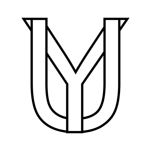 El signo del logotipo y el icono de las letras dobles y el logotipo u y