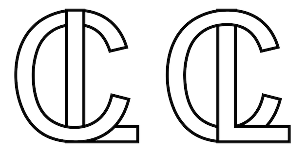 Signo de logotipo lc y cl signo de icono dos letras entrelazadas LC vector logo lc cl primer patrón de letras mayúsculas alfabeto lc