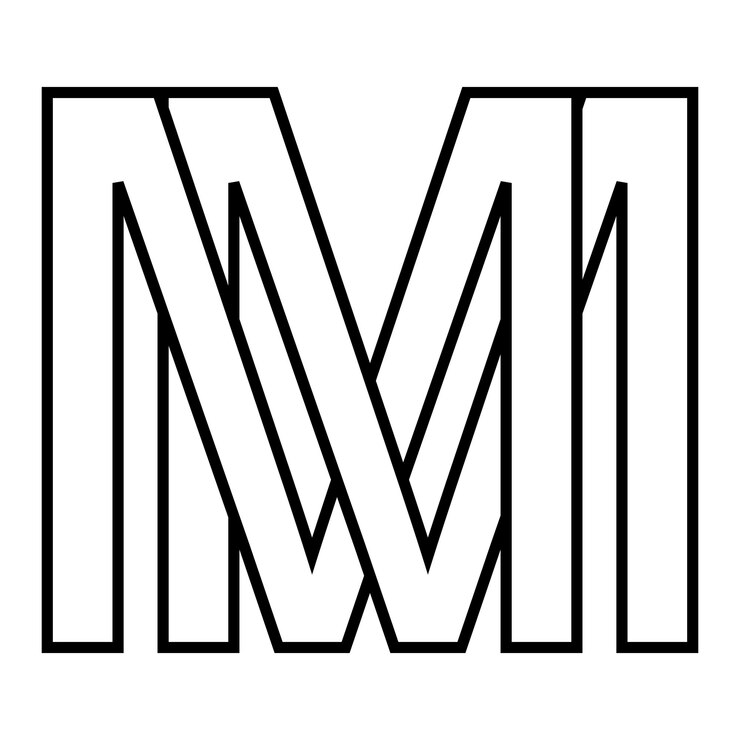 Vector el signo del logotipo mm m el icono de las letras dobles el logotipo mm m