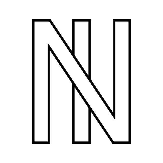 El signo del logotipo ni en el icono letras dobles el logotipo n i