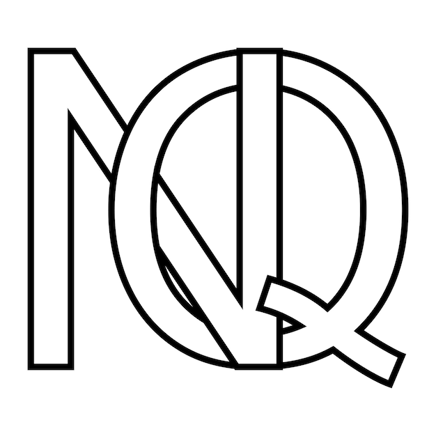 Vector signo del logotipo nq qn icono letras dobles logotipo n q