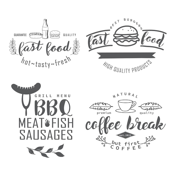 Un signo de logotipo o título para una cafetería, pizzería o barbacoa con letras personalizadas