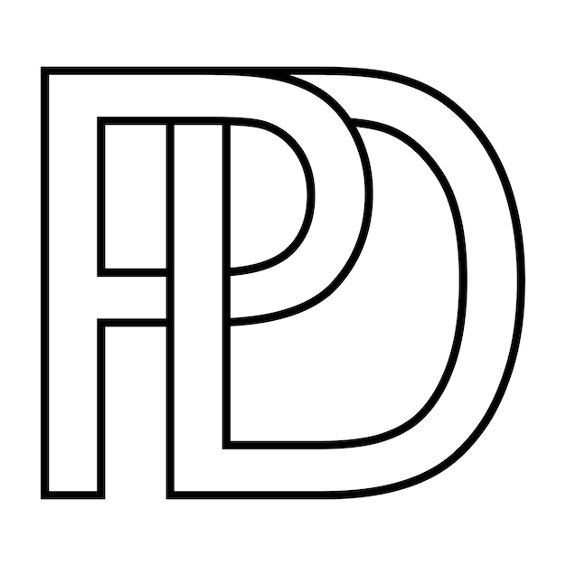 Vector signo del logotipo pd dp icono letras dobles logotipo p d