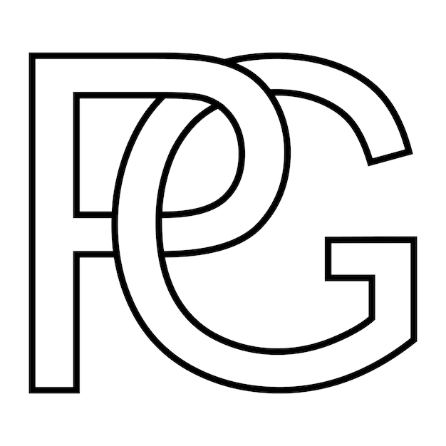 Vector signo del logotipo pg gp icono letras dobles logotipo p g