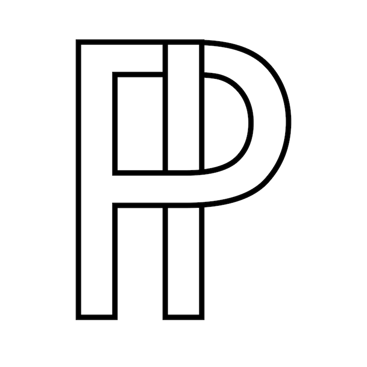 Vector el signo del logotipo pi ip icono letras dobles logotipo p i