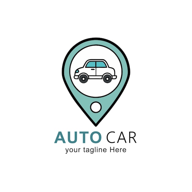 El signo del logotipo Pin Car Location aislado sobre un fondo blanco
