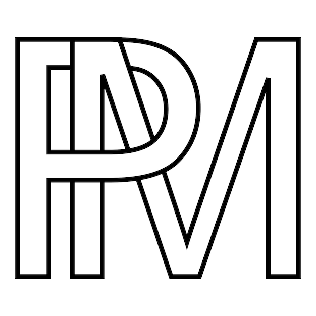 El signo del logotipo pm mp icono letras dobles logotipo p m