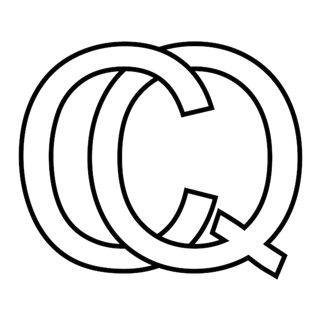 Signo de logotipo qc cq icono signo letras entrelazadas cq logo qc cq primeras letras mayúsculas patrón alfabeto