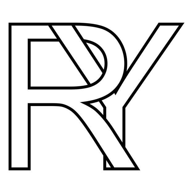 El signo del logotipo ry yr el ícono de las letras dobles el logotipo r y
