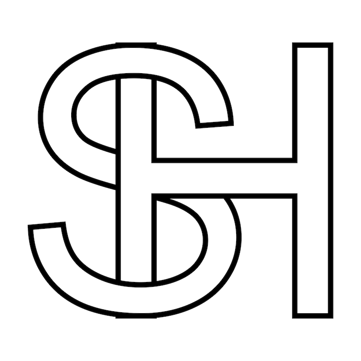 Vector signo del logotipo sh hs icono letras dobles logotipo h s