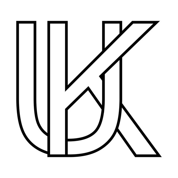 El signo del logotipo uk ku icono letras dobles logotipo u k