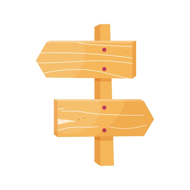 Signo de madera de dibujos animados en fondo blanco