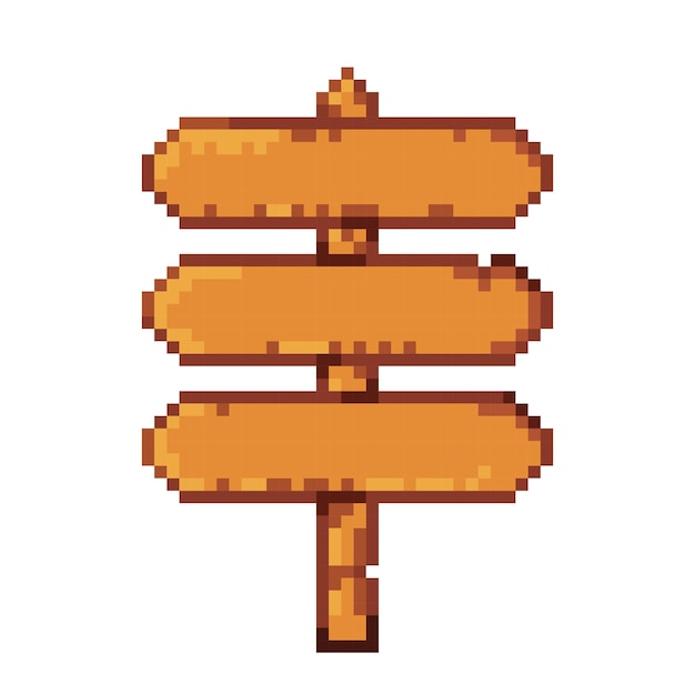 Signo de madera de pixel en la carretera