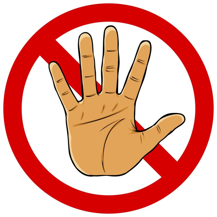 Vector un signo de mano para decir no o prohibido