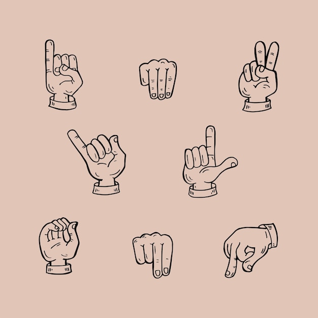 Vector signo de mano para la discapacidad vector de ilustración dibujado a mano