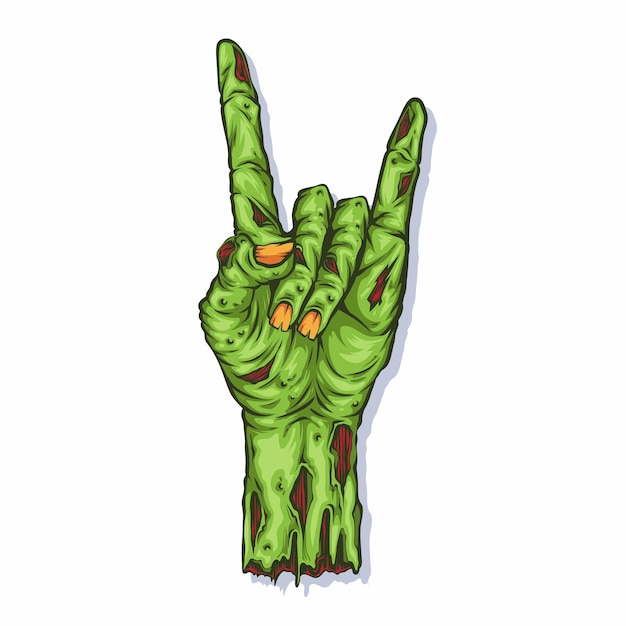 Signo de mano de metal logo zombie